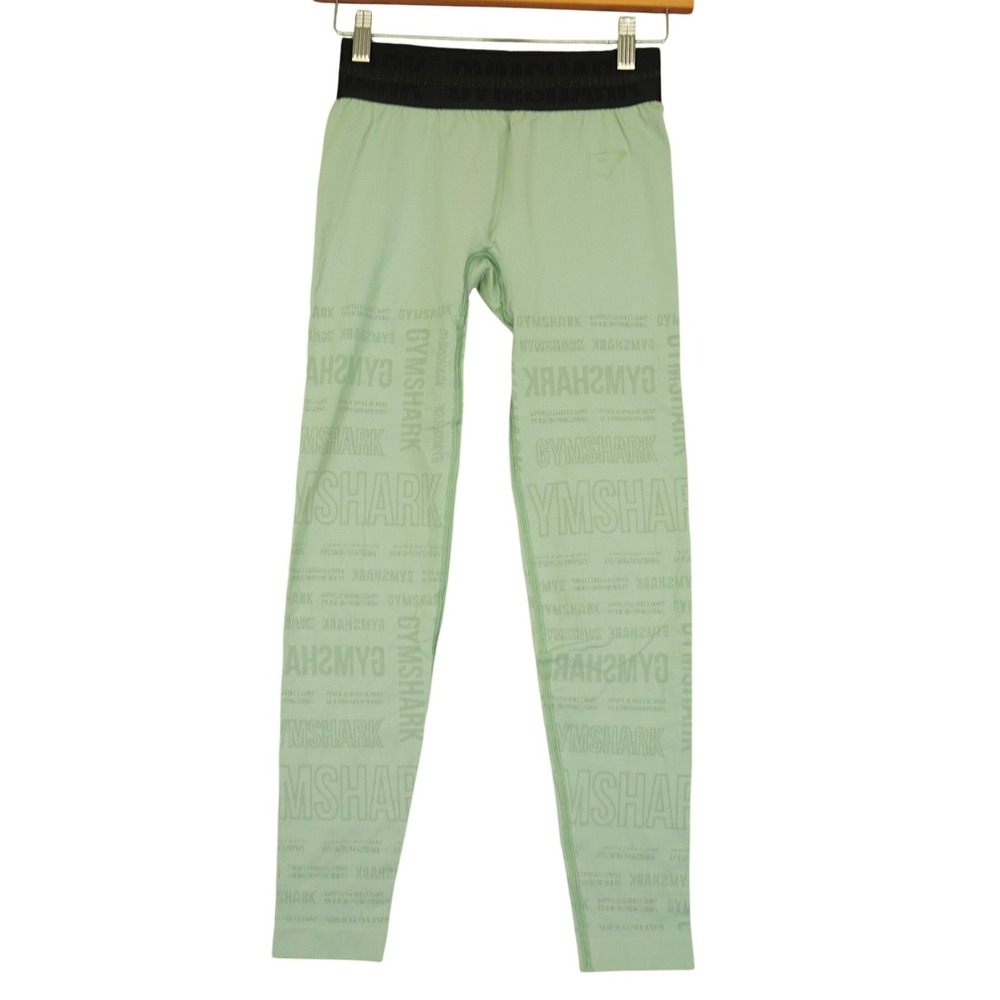 Gymshark Illumination Leggings Womens Small Green Black Seamless Graphic Logo